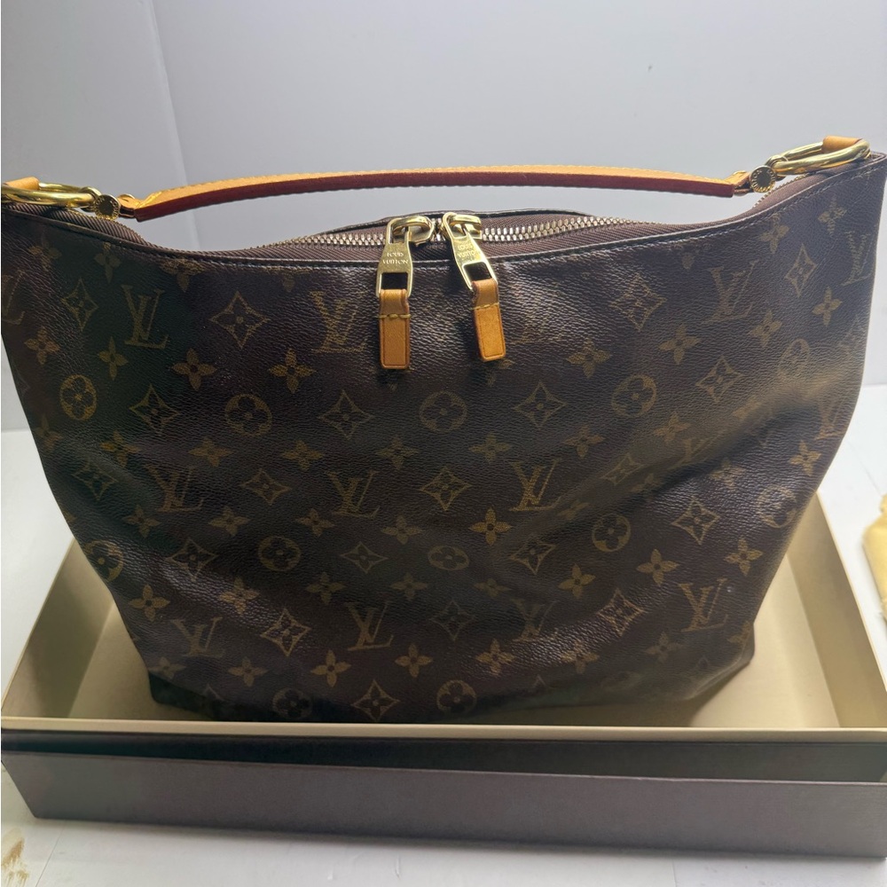 Louis Vuitton Sully Shoulder Bag MM Brown Canvas With Dust bag And Box